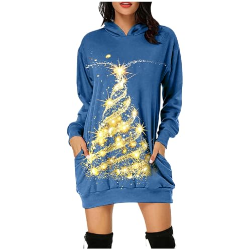 Weihnachtskleid Damen, Weihnachtskleidung Damen Weihnachtskleider Damen Weihnachtspullover Damen Baumwolle Kleid Weihnachten Pulloverkleid Damen Oversize Sweatkleid Damen Weihnachtsoutfit Damen von Hanraz