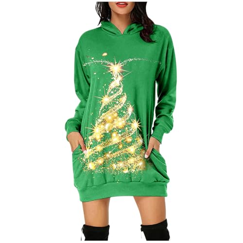 Weihnachtskleid Damen, Weihnachtskleidung Damen Weihnachtskleider Damen Weihnachtspullover Damen Baumwolle Kleid Weihnachten Pulloverkleid Damen Oversize Sweatkleid Damen Weihnachtsoutfit Damen von Hanraz