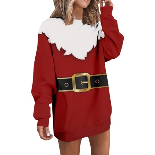 Weihnachtskleid Damen, Weihnachtsoutfit Damen Christmas Dress Weihnachtsbluse Damen Kleid Weihnachten Damen Pulloverkleid Damen Oversize Weihnachtselfen Kostüm Damen Ugly Christmas Sweater Damen von Hanraz