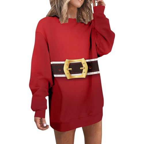 Weihnachtskleid Damen, Weihnachtsoutfit Damen Christmas Dress Weihnachtsbluse Damen Kleid Weihnachten Damen Pulloverkleid Damen Oversize Weihnachtselfen Kostüm Damen Ugly Christmas Sweater Damen von Hanraz