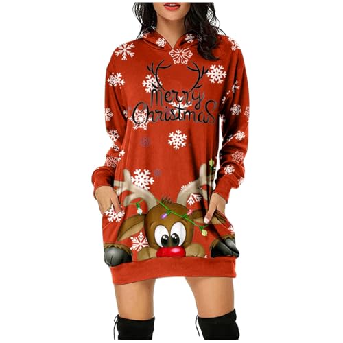 Weihnachtskleid Damen, Weihnachtspullover Damen Lustig Pullover Weihnachten Damen Hoodie Kleid Damen Weihnachts Hoodie Weihnachtsoutfit Damen Weihnachtskleid Damen Christmas Sweater Damen von Hanraz