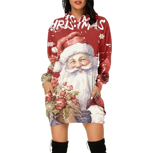 Weihnachtskleid Damen, Weihnachtspullover Damen Lustig Weihnachten Damen Weihnachtsoutfit Damen Ugly Christmas Sweater Damen Hoodie Kleid Damen Weihnachts Kleid Weihnachtskleider Damen von Hanraz