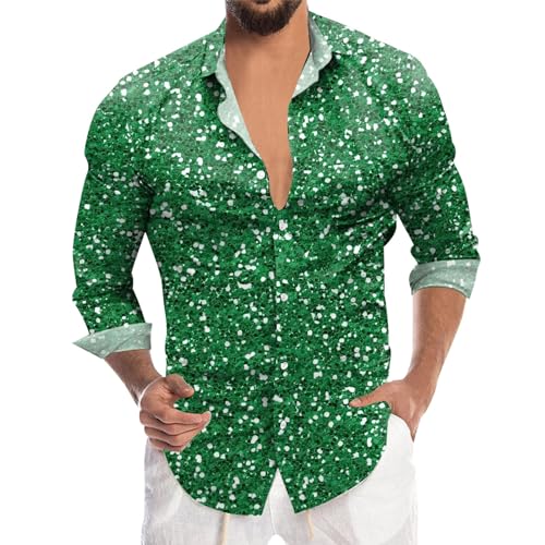 glitzerhemd Herren 70er Jahre 6XL, Pailletten Oberteil Herren Disco Passform Glitzer Shirt Glitzerhemd 70er 80er Knopfleistenshirt für Faschingskostüme Mottoparty Karnevalskostüme glitzerhemd Herren 70er Jahre 6XL, Pailletten Oberteil Herren Disco Passform Glitzer Shirt Glitzerhemd 70er 80er Knopfleistenshirt für Faschingskostüme Mottoparty Karnevalskostüme von Hanraz
