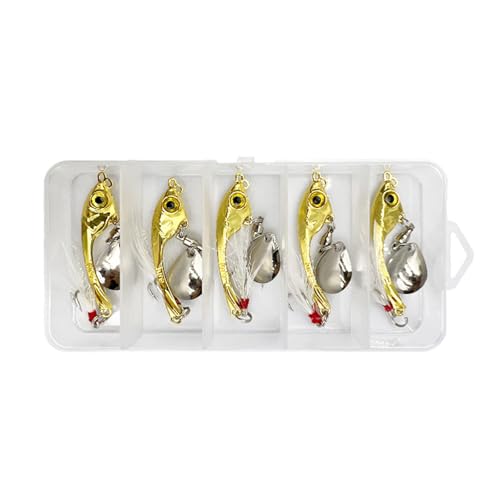 5Pcs Löffel Metall Hart Spinner Köder Fisch Lockt Spinner Swimbaits Bunte Pailletten Köder Köder Drillinge Angelhaken Set von Haodream