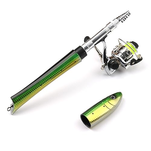 Hapihom Stift-Angelruten-Set, 1,4 m/55 Stift-Angelruten- und Rollen-Kombi-Set, Mini-Taschen-Teleskoprute mit Spinnrolle für Süßwasser Hapihom Stift-Angelruten-Set, 1,4 m/55 Stift-Angelruten- und Rollen-Kombi-Set, Mini-Taschen-Teleskoprute mit Spinnrolle für Süßwasser von Hapihom