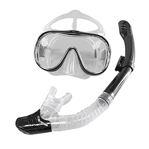 Happlignly Tauchmaske Schnorchel Anti-Beschlag Tauchmaske Schnorchel Full Dry Tube Unterwasser Schwimmausrüstung Transparent + Schwarz von Happlignly