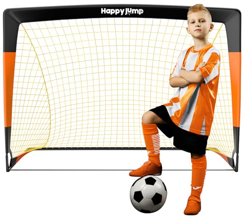 Happy Jump Fußballtor 3x2.2FT, 4x3FT, 5x3.6FT, 7x5FT Pop-Up Fußballtraining für den Garten (4x3 FT- Schwarz Orange) -1 PC von Happy Jump