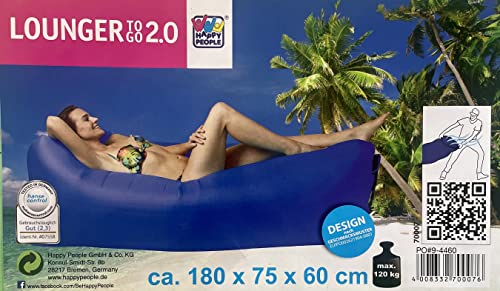 Happy People Unisex – Erwachsene Lounger to Go 2.0 Luftmatratze, blau, One Size Happy People Unisex – Erwachsene Lounger to Go 2.0 Luftmatratze, blau, One Size von Happy People