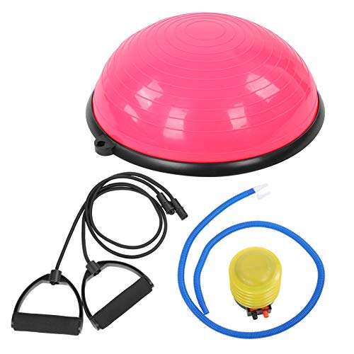 HappyFit Yoga-Trainingsball mit Riemen, Rutschfester Fitness-Balance-Halbball für das Rumpftraining (Pink) von HappyFit