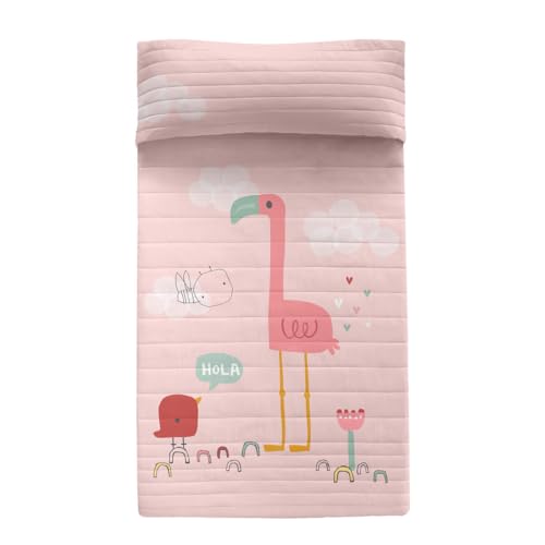 HappyFriday Moshi Tagesdecke Moshi, Mehrfarbig, 200 x 260 cm, Flamingo, Rosa von HappyFriday