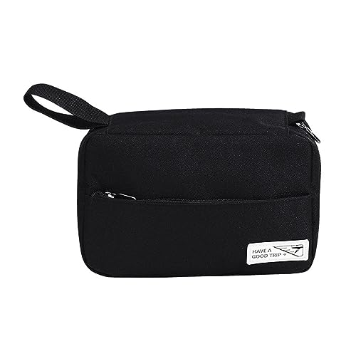 Happyaer Platzsparende Reise-Kosmetiktasche für Damen, wasserdichte Kosmetiktasche, Waschaufbewahrungstasche, zum Aufhängen von Trocken- und Nass-Trennung, Aufbewahrungstasche, Schwarz , von Happyaer