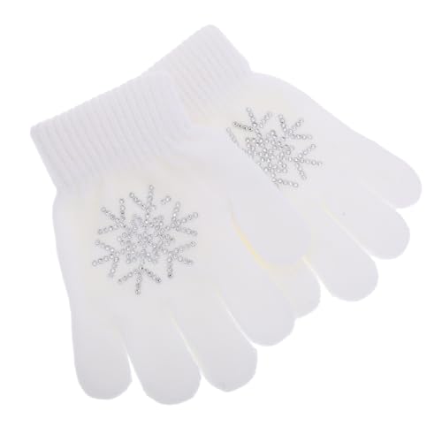 Happyyami 1 Paar Eislaufhandschuhe, Warme Übungshandschuhe, Winter-Gripper-Handschuhe, Strass-Schneeflocken-Handschuhe, rutschfeste Handschuhe Für Eislaufsport-wettbewerbe von Happyyami