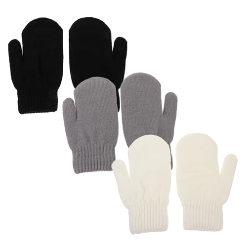 Happyyami 1 Satz Fleece-fingerhandschuhe Armwärmer Handwärmer Liner Winterhandschuhe Damen Weiße Winterhandschuhe Verdickte Winterhandschuhe Verschleißfeste Warme Handschuhe Acryl 3 Paar von Happyyami