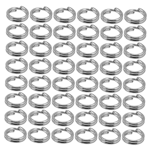 Happyyami 100st Doppelter Kreis Silber Ring Verdreifachen Anschlüsse Gold Angelausrüstung Tippet Zange Halter Größer Messgerät Schwenkt Haken Schlüssel Zahlen Bausatz Runden Rostfreier Stahl von Happyyami