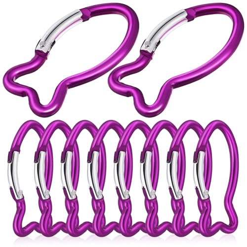 Happyyami 10St Karabiner Federclips Gürtel schnappen Stange Fisch Hummerschere schnappt Abs Rucksackhaken Schlüsselanhängerhaken Schlüsselanhänger-Clip Federschnappklammern Aluminium Violett von Happyyami