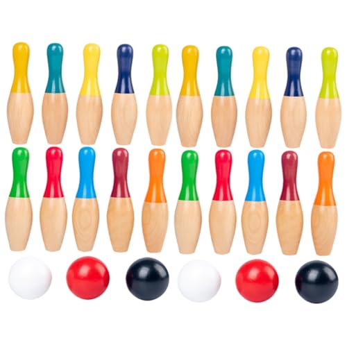 Happyyami 2 Sätze Bowlingkugel Kinderspielzeug Werfen Ballspielzeug Bowling Für Bowlingspiele Für Drinnen Bowling-spielset Kegeln Colorful Hölzern von Happyyami