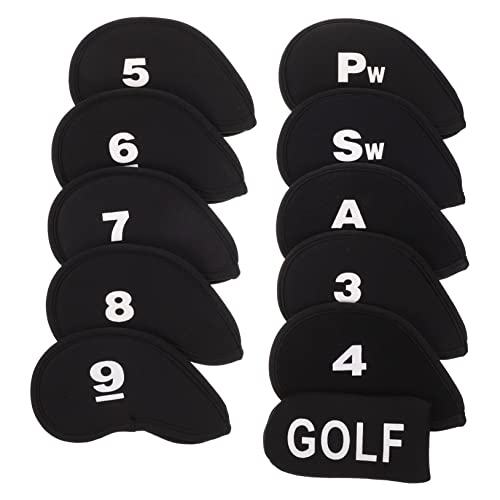 Happyyami 2 Sätze Golf-Eisen-Sets Golf-Putter Golf-hybrid-schlägerkopfbezüge Keile Zehn Vize Wagen Golfschläger Sitz Golfabdeckung Golfen Black Elastisches Material 11 Stück * 2 von Happyyami