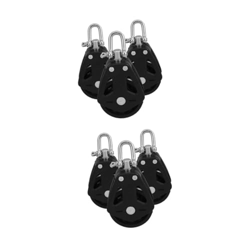 Happyyami 2 Sätze Rollenzubehör Ruderboot Segelzubehör Pilates Zubehör Bootsriemenscheibe Schwerlast-Pulley Kajak Riemenscheibe Stahlriemenscheibe Seilzug Edelstahl 316 Black 3 Stück * 2 von Happyyami