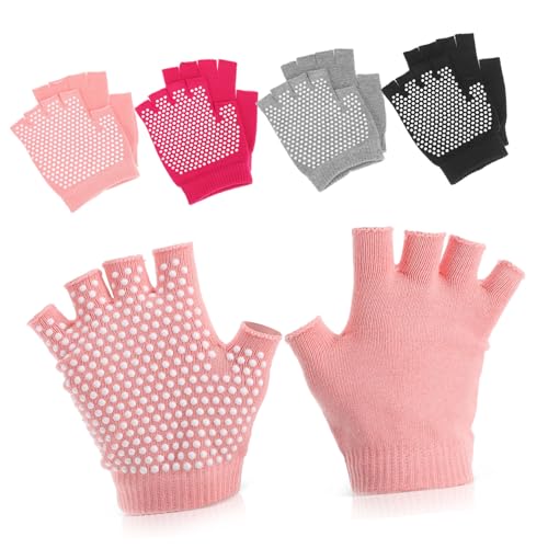 Happyyami 2 Sätze Rutsch Feste Yoga-Handschuhe Gartenhandschuhe Übung Frauen Handschuhe Griff Handschuhe Fitnessstudio Grip-Handschuhe Damen Trainingshandschuhe Damen Acryl 4 Paare * 2 von Happyyami