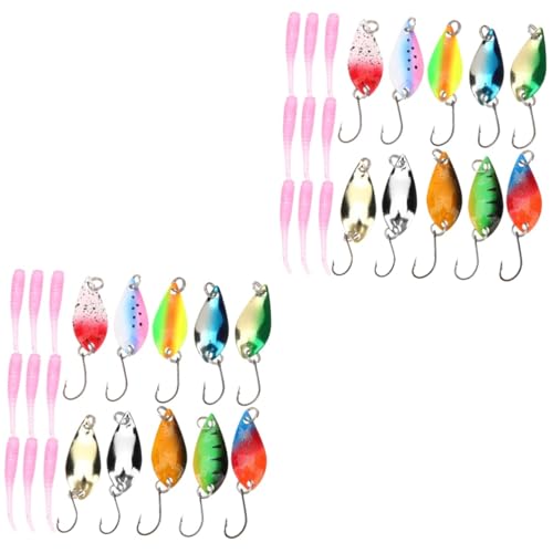 Happyyami 2 Sätze gefälschte Fischköder aus Pailletten künstlich Spinner-Köder Angelgerät Haken angehen Hechtköder Angler ausrüstung tragbarer Schwimmköder Angelausrüstung Edelstahl 304 von Happyyami