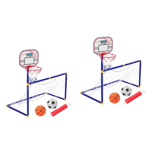 Happyyami 2 Sets Fußballtor Basketballständer Tischfußball Basketballkorb Fußballnetz Tragbarer Basketballkorb Outdoor Fußballnetze Kinderfußball Kinderfußballnetz Kunststoff von Happyyami