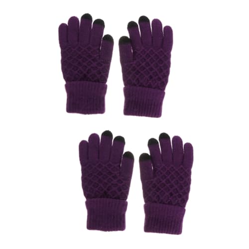 Happyyami 2 Stück Paar gestrickte Handschuhe für Touchscreen Sporthandschuhe Heizende Thermofäustlinge thermohandschuhe Thermal Gloves fahrradhandschuhe Handy-Touchscreen-Handschuhe Violett von Happyyami