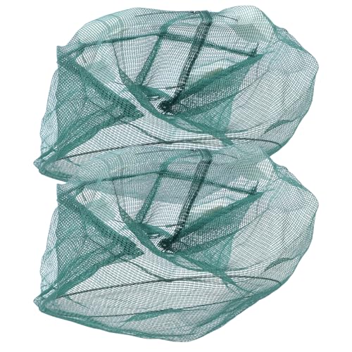 Happyyami 2St Aalkäfig Angelköder für Fischnetze Fischnetz groß Kieme Faltbare Fischernetze Korb Fischernetz für Flusskrebse Garnelenkäfig krebsfalle Fallen Garnelennetz fangen Nylon Green von Happyyami