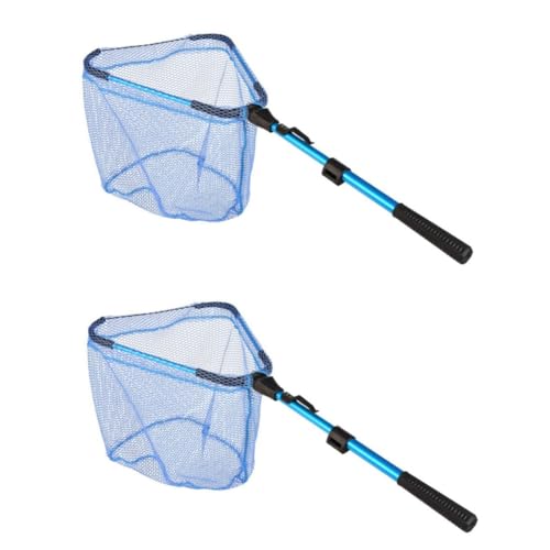 Happyyami 2st Fisch Kescher Aquariennetze Fischernetz Im Freien Netz Fischreuse Fisch Tank Netz Zubehör Für Angelwerkzeuge Fischernetze Schwimmender Angelkorb Krabbennetze Mini-Netz Blue von Happyyami