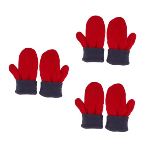 Happyyami 3 Paare Verdickte Fleece-Handschuhe damenhandschuhe Dicke Handschuhe ski Handschuhe rote Fäustlinge Schneehandschuhe für Frauen Fäustlinge Skihandschuhe Babyhandschuhe Stoff von Happyyami