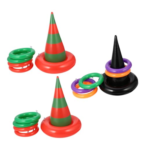 Happyyami 3 Sätze Aufblasbarer Hexen Hut Ring Hexenhut-wurfspiel Halloween-partygeschenke Spielzeug Für Kinder Halloween-Requisite Kinderspielzeug Aufblasbares Spielzeug Ringwurfspiel PVC von Happyyami