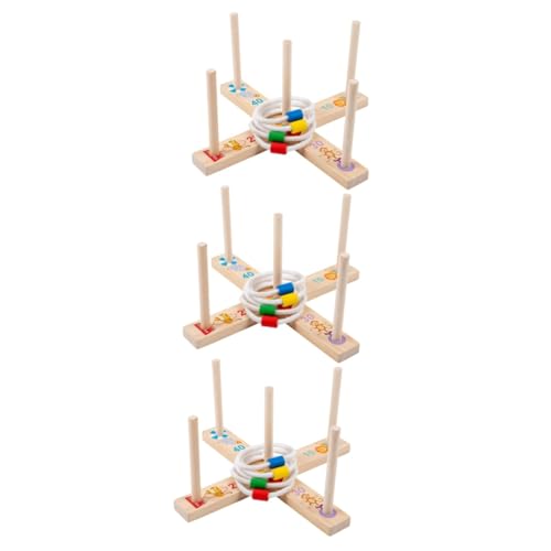 Happyyami 3 Sätze Ringspielzeug Für Haken- Und Ringspiel Wurfspielzeug Buntes Ringspielzeug Ringwurfkörbe Holzring-wurfspiel Agility-übungsspiele Werfen Ringe Hölzern von Happyyami