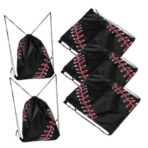 Happyyami 4 Sätze Baseball-Rucksack-Tasche Tasche Mit Kordelzug Und Coolem Muster Baseball-ausrüstungstasche Baseball-Party Baseballtasche Für Erwachsene Polyester Black 5 Stück * 4 von Happyyami