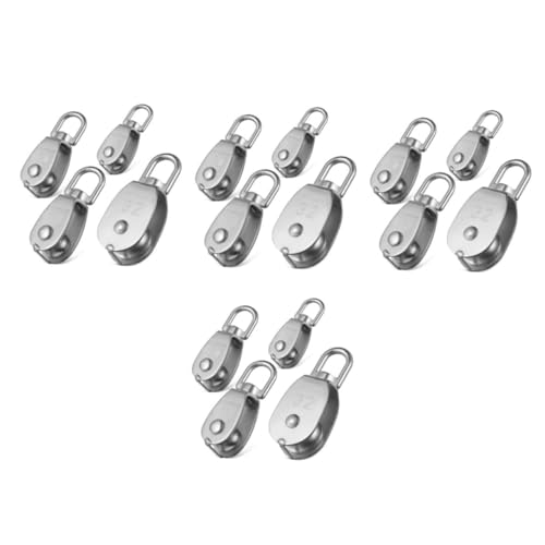 Happyyami 4 Sätze Rolle Riemenscheibe Rohrverbinder Seilzüge Plissiertes Hemd Drehbare Pulley Flaschenzug Seilzug Hochleistungs -einseilscheibenscheiben Rostfreier Stahl Silver 4 Stück * 4 von Happyyami