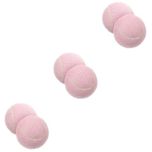 Happyyami 6 STK Tennisspielzeug Badminton Tennis Ball Tennismaschine Balltennis Für Spieler Tennisballspieler Spielplatztennis Großer Tennisball Tennis-anfängertraining Schläger Gummi Rosa von Happyyami