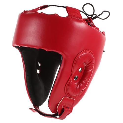 Happyyami Boxhelm Taekwondo kopfschutz Kickboxen Kopfschutz Boxausrüstung Boxschuhe Boxpolster Boxhandschuhe Wrestling-Kopfbedeckung Boxen Kopfbedeckung Helm Kopfbedeckung Pu rot von Happyyami