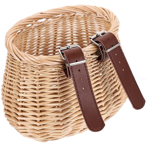 Happyyami Fahrradkorb Aus Rattan Für Handgefertigter Vorderer Korb Für Laufräder Und Fahrräder Robuster Fischkorb Im Natürlichen Holzton Zugband Zufälliger Farbe von Happyyami