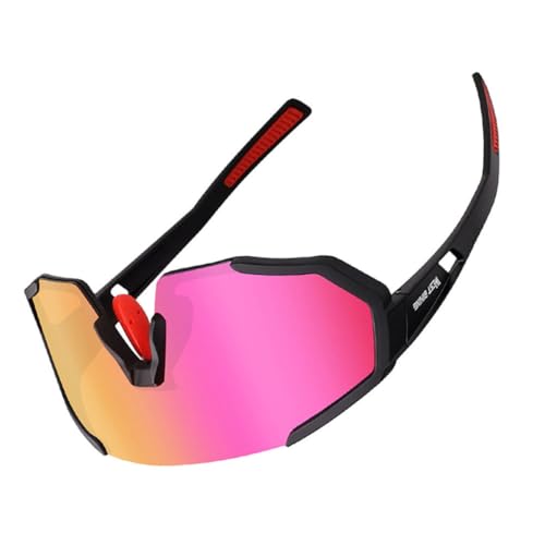 Happyyami Sonnenbrille Randlos Polarisiert Gläser Kette Außenreitbrille Brillen Für Draußen Brillen Für Outdoor-events Fahrradbrille Radfahren Brille Reitbrillen Rot Pc-kunststoff von Happyyami