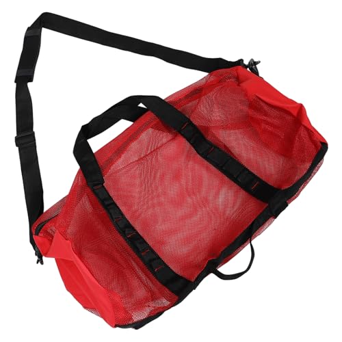 Happyyami Zylindrische Strandtasche Große Strandtasche Große Mesh-Strandtasche Strand-mesh-Tasche Mesh-strandtaschen Tragetasche Strand Kleine Strandtasche Pooltasche Rot Dicke Plane von Happyyami