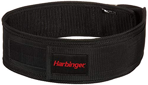 Harbinger 360890 Nylon Gewichthebergürtel für Gewichtheber, 4 Zoll, Fitness Krafttraining, Schwarz,Medium von Harbinger
