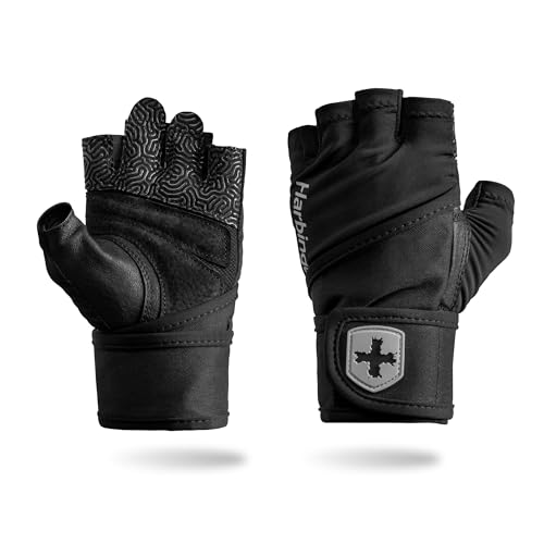 Harbinger Pro Wristwrap Handschuhe 3.0 – verbesserte Griffigkeit, hervorragende Handgelenkstütze, atmungsaktives Stretch-Lycra, strapazierfähige Leder-Handfläche, Herren von Harbinger