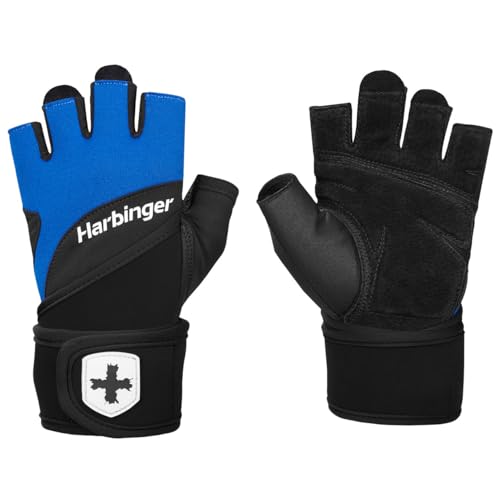 Harbinger Training Grip Wristwrap 2.0 Handschuhe für Gewichtheber, Unisex, Blau, Small von Harbinger