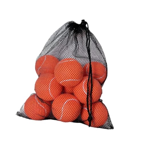 Harilla 12x Tennisbälle Übungsbälle Praktisch mit Kordelzug Aufbewahrungstasche Trainingsbälle Haustier Hund Spielbälle für Schlägersport, Orange von Harilla