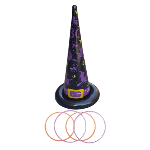 Harilla 5X Halloween Ringe Werfen Spiel Set Aufblasbarer Hexenhut mit Ringen Halloween Dekorationen Halloween Spiele für Party Spiele Veranstaltungen, Lila von Harilla