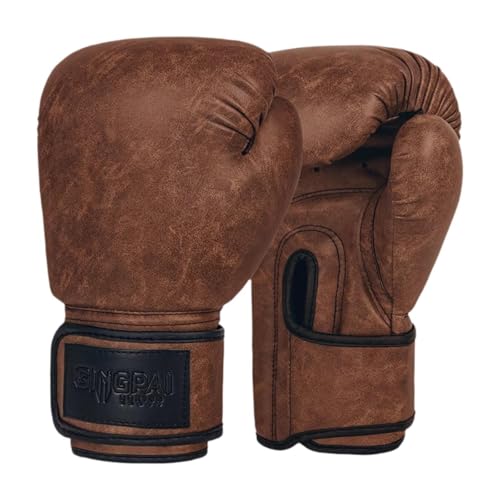 Harilla Boxhandschuhe für Männer Frauen Schlaghandschuhe Professionelle Sparringshandschuhe Boxtrainingshandschuhe zum Üben von Kickboxen MMA, Braun 10oz von Harilla