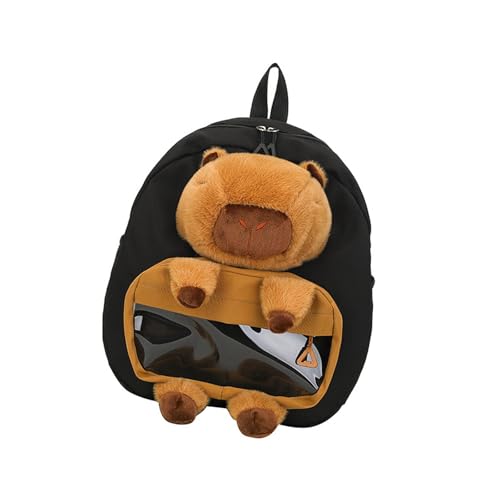 Harilla Capybara-Rucksack, weiche Capybara-Spielzeugtasche für Freunde, Reisen, Straße, Geburtstagsparty, Schwarz von Harilla