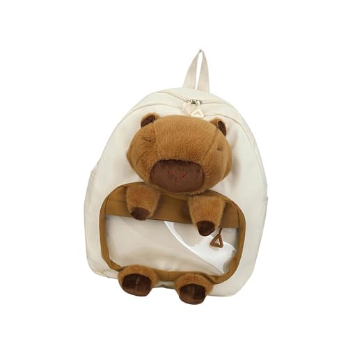 Harilla Capybara-Rucksack, weiche Capybara-Spielzeugtasche für Freunde, Reisen, Straße, Geburtstagsparty, Weiß von Harilla