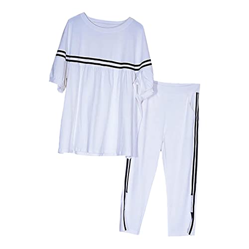 Harilla Damen Zweiteiliges Set Sportanzug Bequeme Fitnesskleidung Freizeitmode Jogginganzug für Büro und Urlaub, Weiss, XL Harilla Damen Zweiteiliges Set Sportanzug Bequeme Fitnesskleidung Freizeitmode Jogginganzug für Büro und Urlaub, Weiss, XL von Harilla