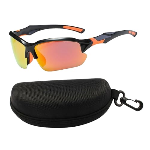 Harilla Fahrradbrille, Sport-Sonnenbrille, leicht, für Damen und Herren, polarisierte Sonnenbrille für Golf, Outdoor-Aktivitäten, Baseball, Ski, Rot von Harilla