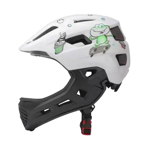 Harilla Fahrradhelm für Kinder, Integralhelm mit Rücklicht, Zubehör für Radfahren und Rollschuhlaufen, Frosch Und Weiß von Harilla