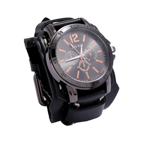 Harilla Herren-Armbanduhr, klassisch, rundes Zifferblatt, Ledermanschette, für Straßengeschenke, Geschäftsveranstaltungen, Pendeln, Vatertag, Schwarz Harilla Herren-Armbanduhr, klassisch, rundes Zifferblatt, Ledermanschette, für Straßengeschenke, Geschäftsveranstaltungen, Pendeln, Vatertag, Schwarz von Harilla